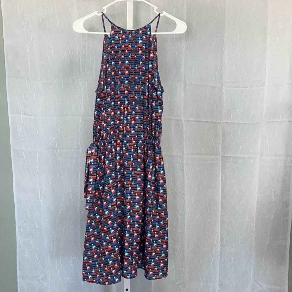 41 Hawthorn Nautical Blue and Red Tiered Halter Sundress with belt - Picture 8 of 8